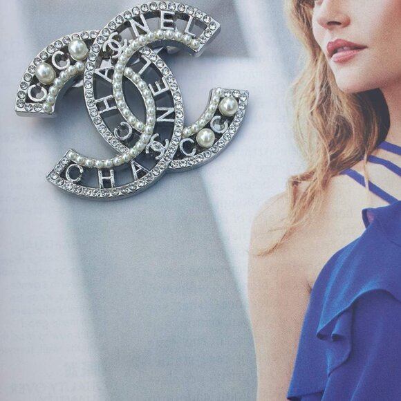 Silver Metal Crystals Pearls Brooch Pin Fashion Women Casual Formal Jewelry Gift - Picture 4 of 4